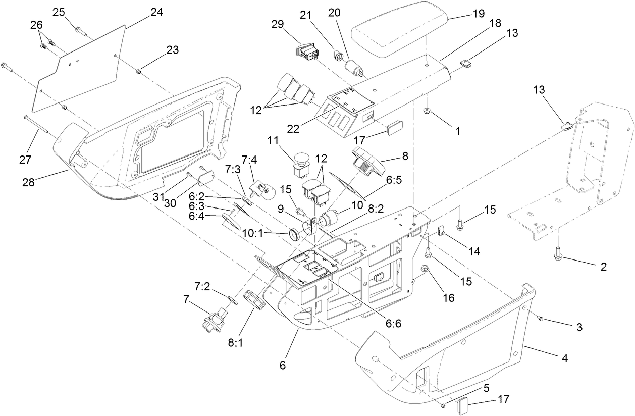 Armrest Control Panel Assembly