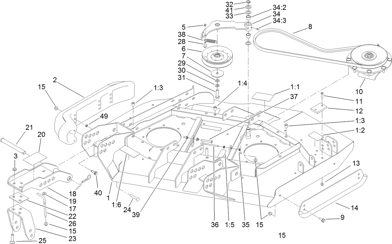 Right Deck, Idler and Skid Assembly