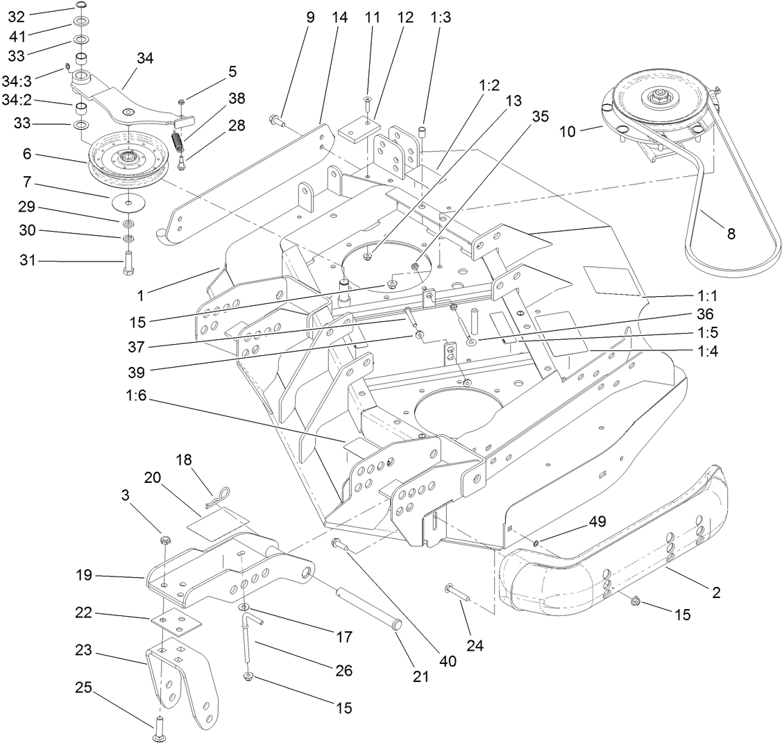 Left Deck Idler and Skid Assembly