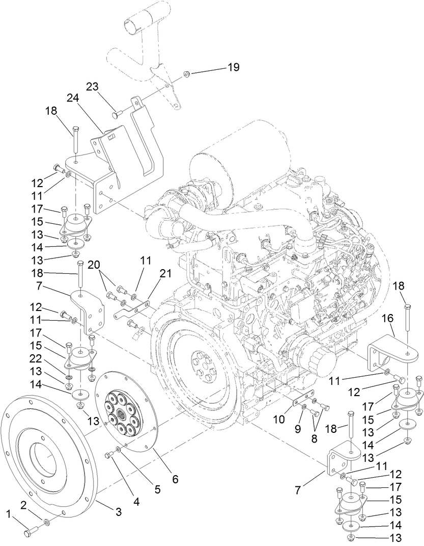 Flywheel and Motor Mount Assembly