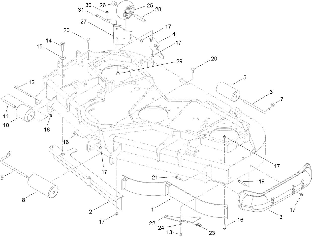 Deck Baffle and Roller Assembly