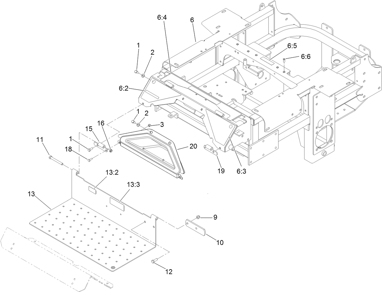Traction Frame and Floor Pan Assembly