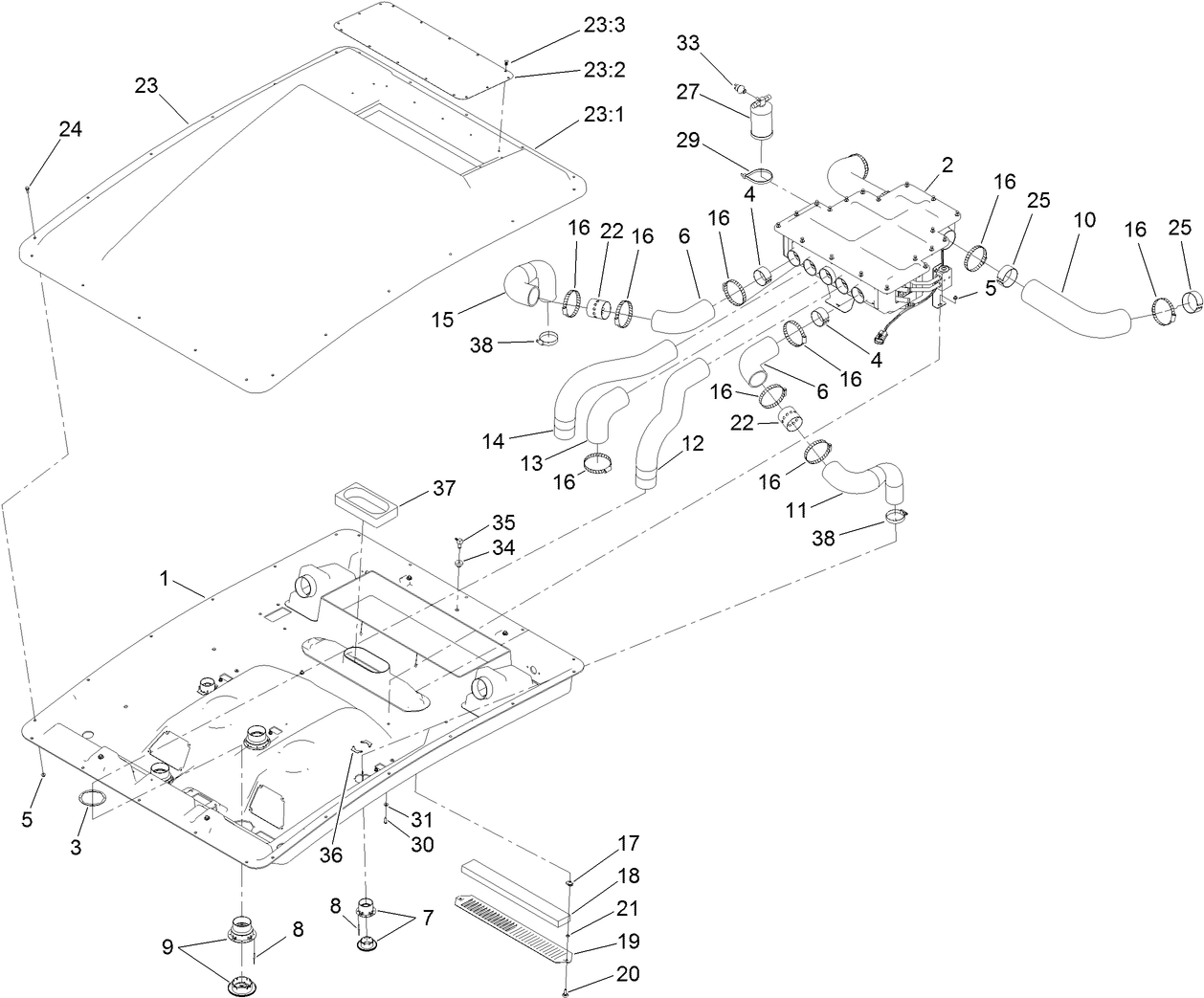 Mixing Box and Vent Hose Assembly