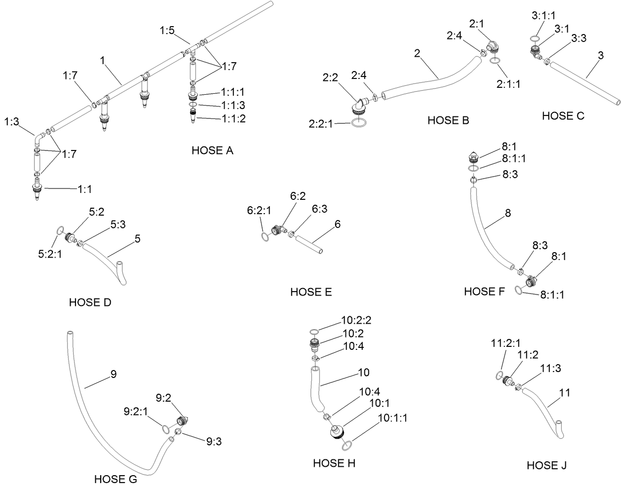 Hose A thru J Assembly
