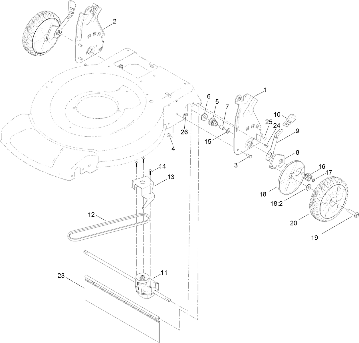 Transmission and Rear Wheel Drive Assembly
