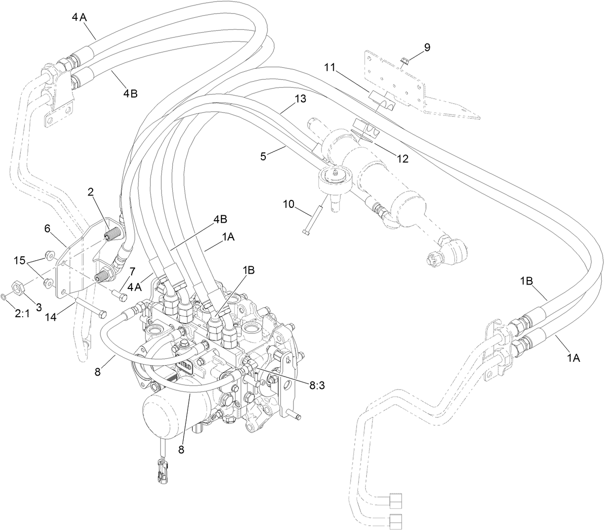 2 Wheel Drive Hydraulic Hose Assembly