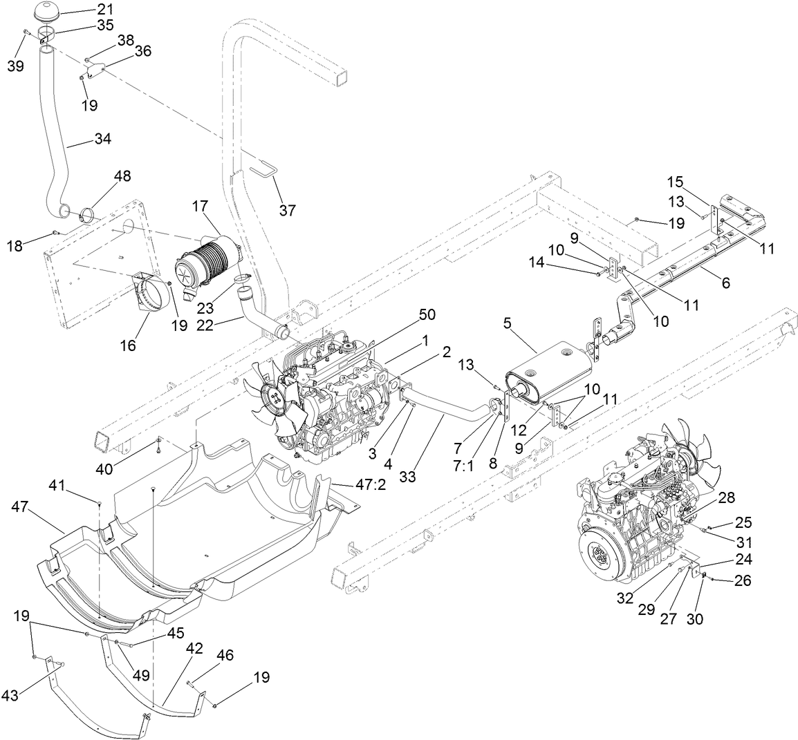Engine, Muffler and Air Cleaner Assembly