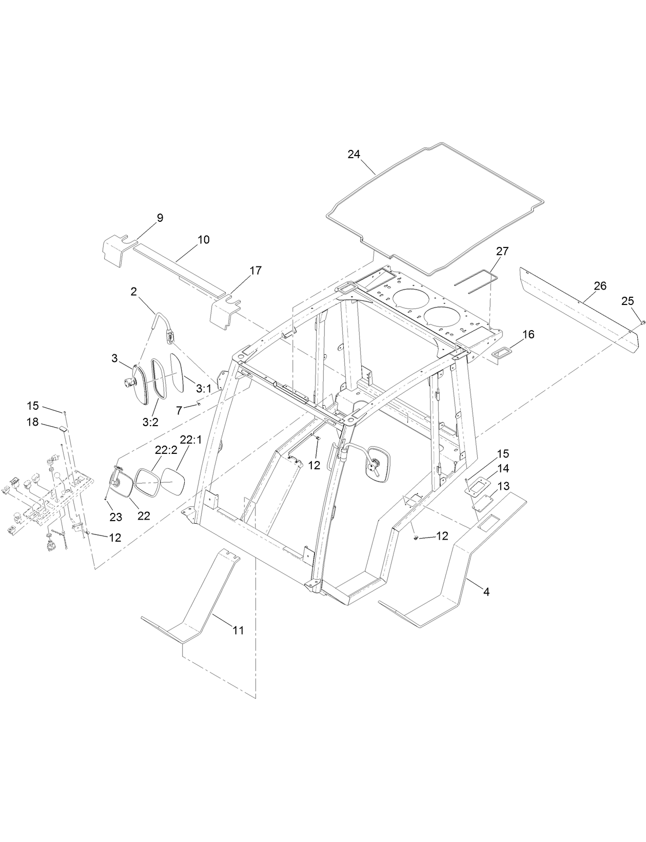 Cab Frame, Mount and Seal Assembly