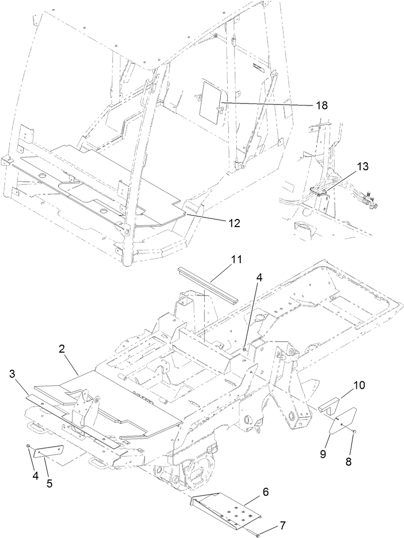 Cab Step, Pad and Flooring Assembly