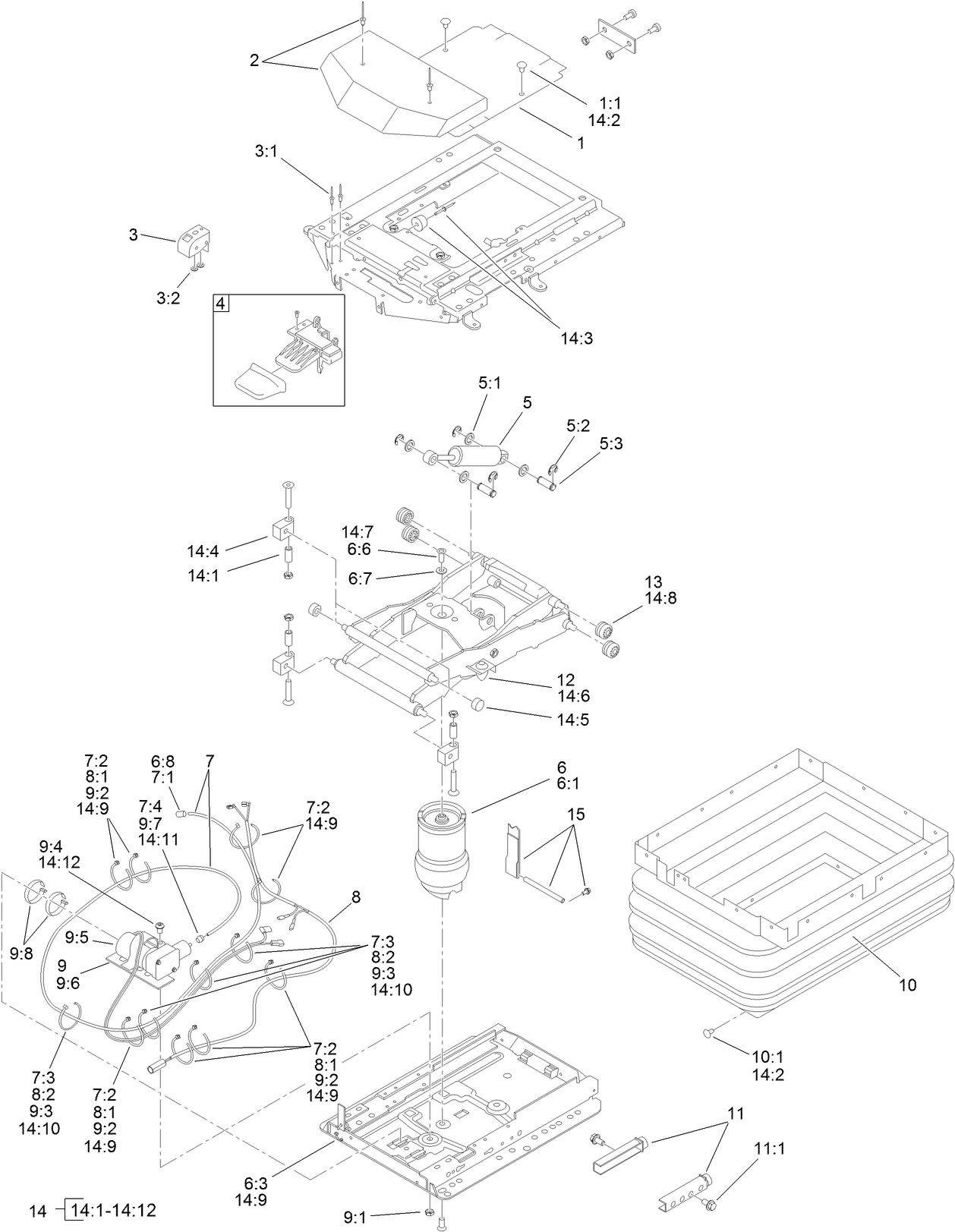 Air Ride Seat Suspension Assembly No. 108-1488