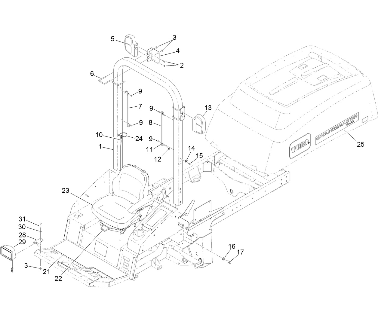 Roll-Over Protection System Assembly For ROPS Model Only