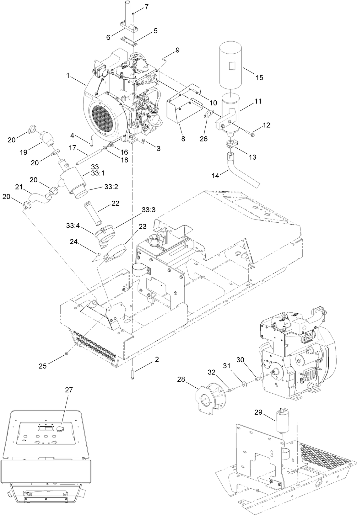 Engine, Air Cleaner and Muffler Assembly