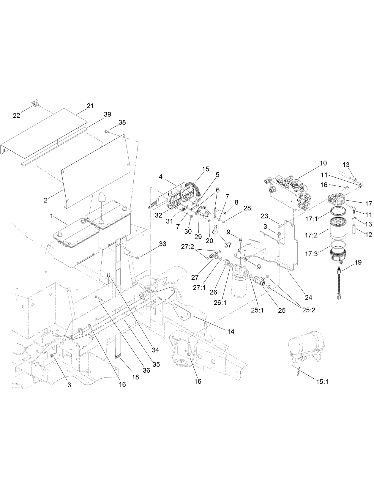 Battery and Lift Manifold Assembly