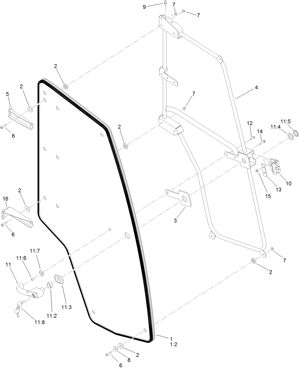 Right Hand Door Assembly For Cab Model Only