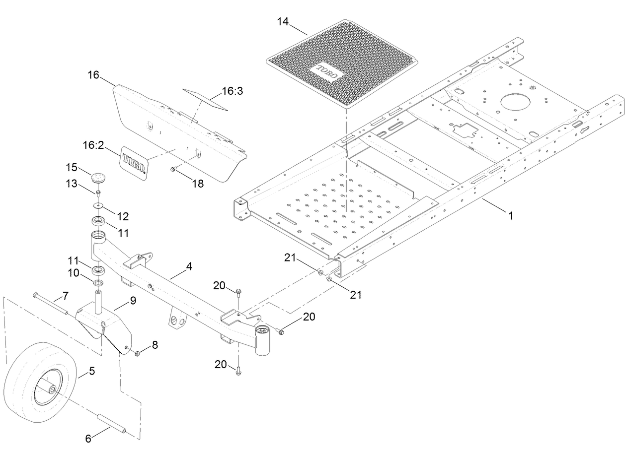 Frame, Front Axle and Caster Wheel Assembly