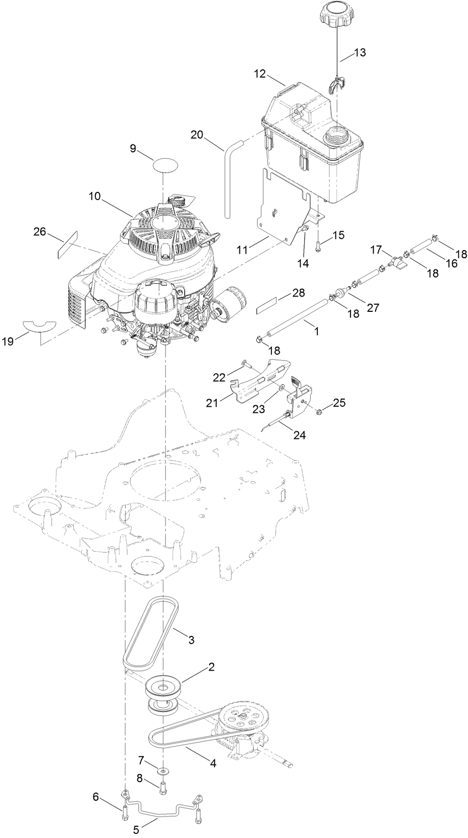 Engine and Fuel Tank Assembly