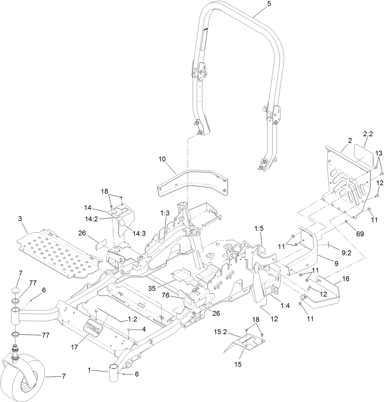 Frame and Caster Wheel Assembly