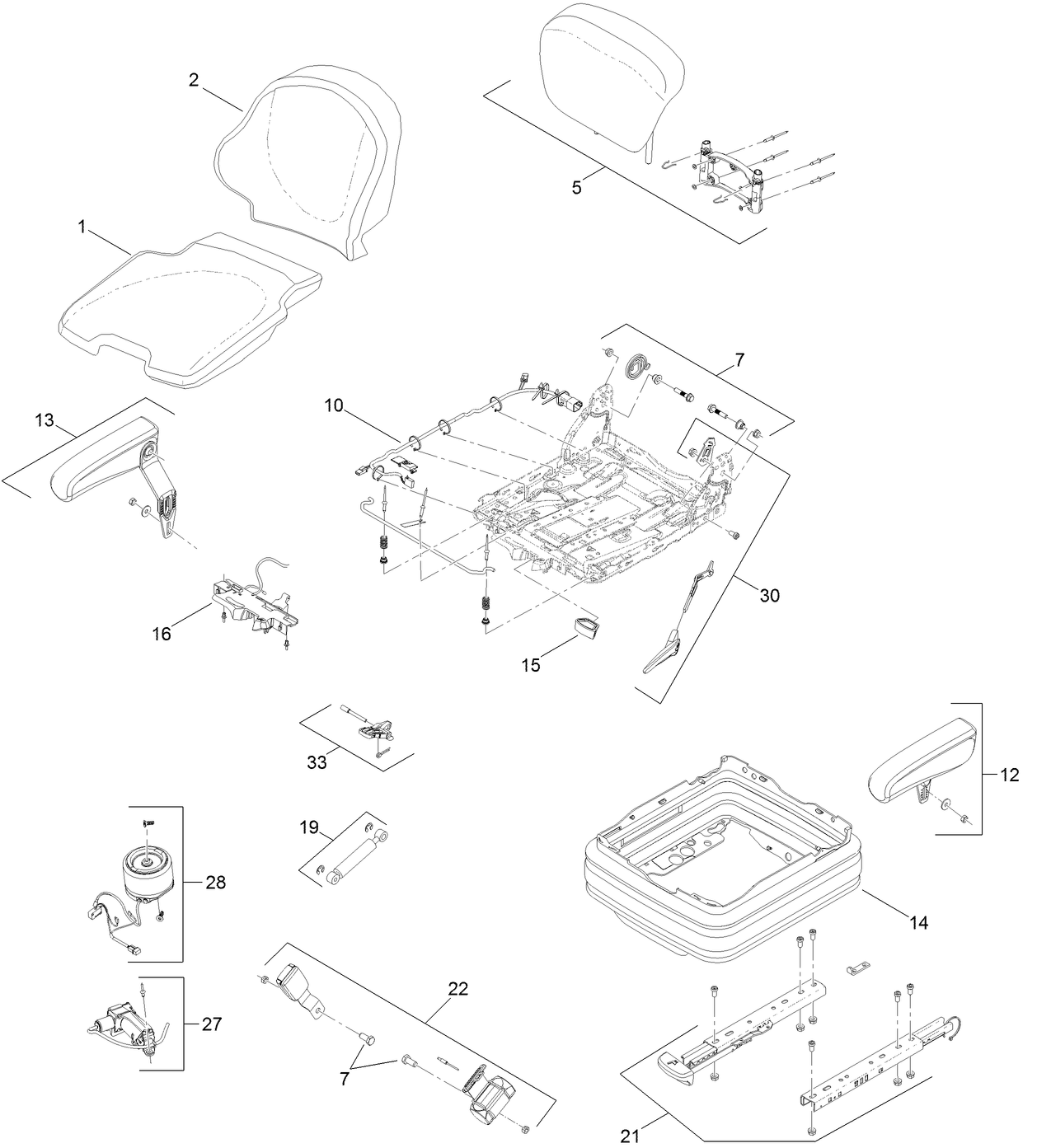 Cloth Air Ride Seat Assembly No. 117-3097