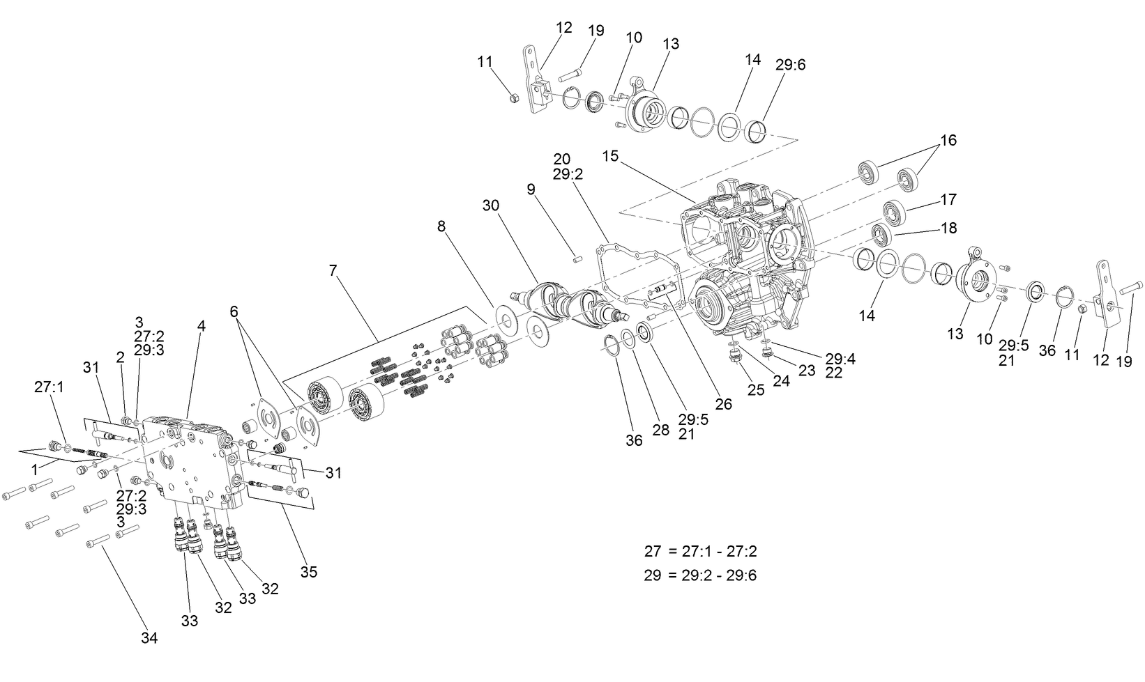 Center Section Assembly  Transmission Assembly No. 125-9290