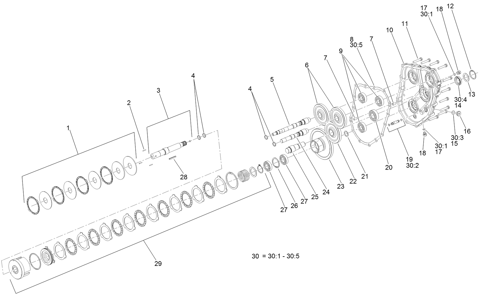Gear Case and Clutch Assembly  Transmission Assembly No. 125-9290