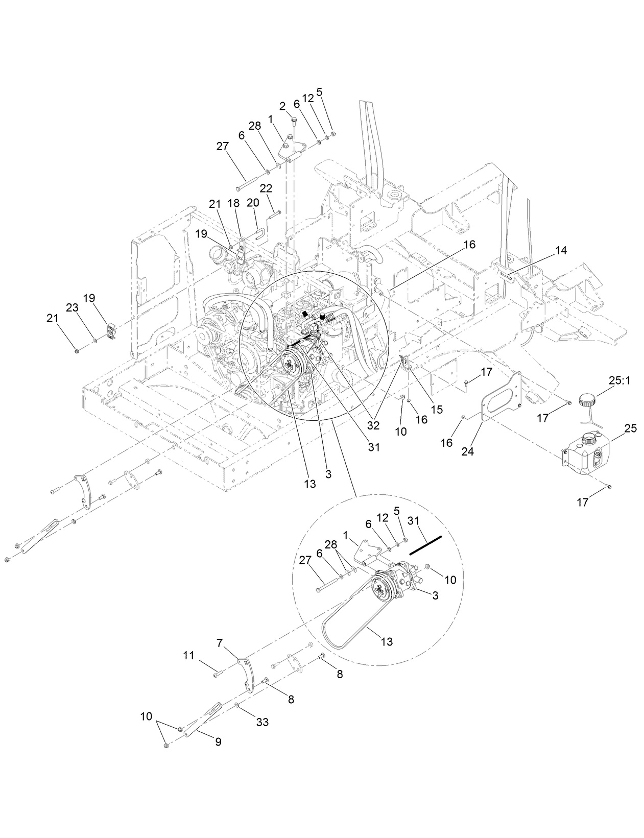 Compressor Mount and Cab Fluids Assembly For Cab Model Only