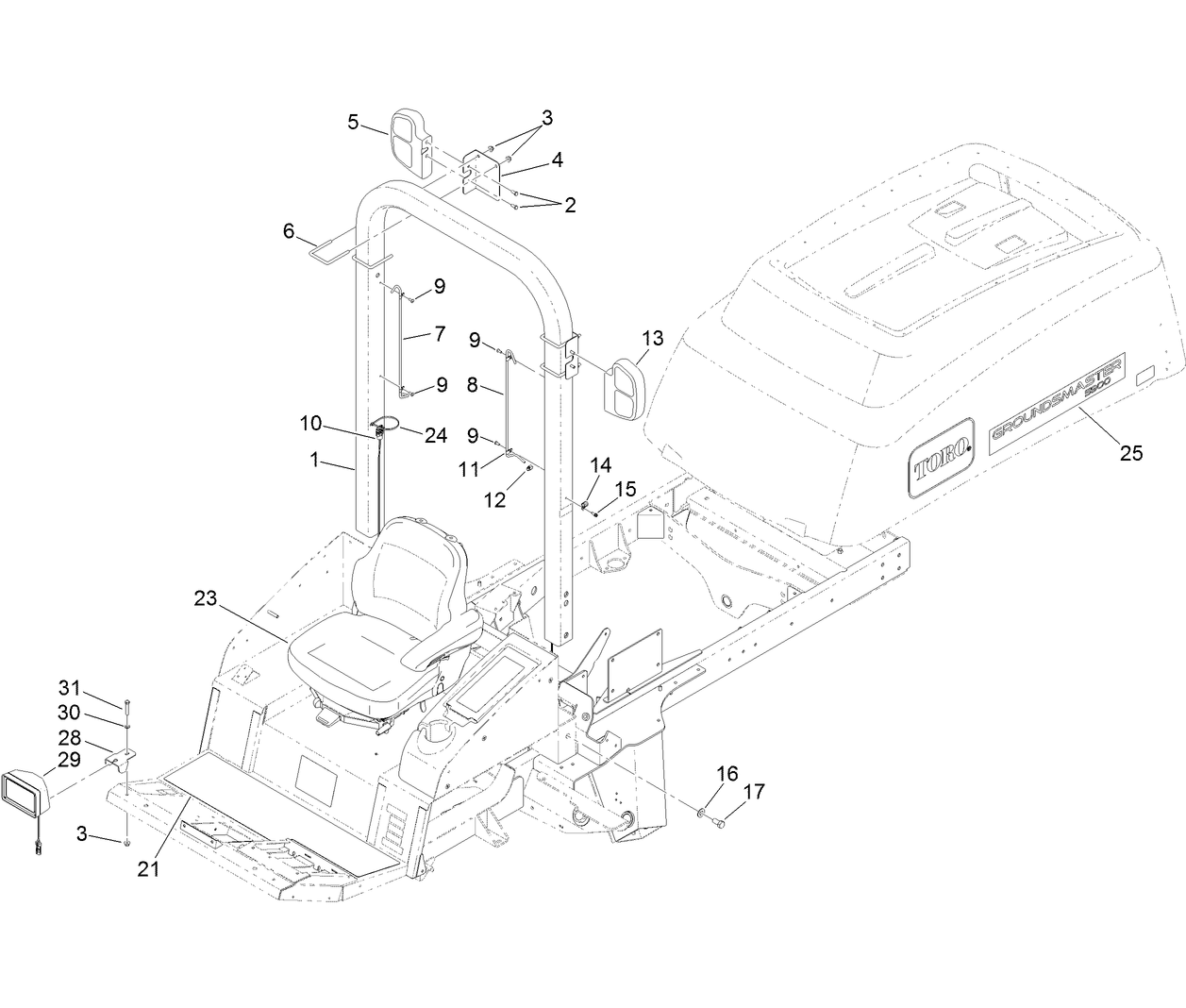 Roll-Over Protection System Assembly For ROPS Model Only