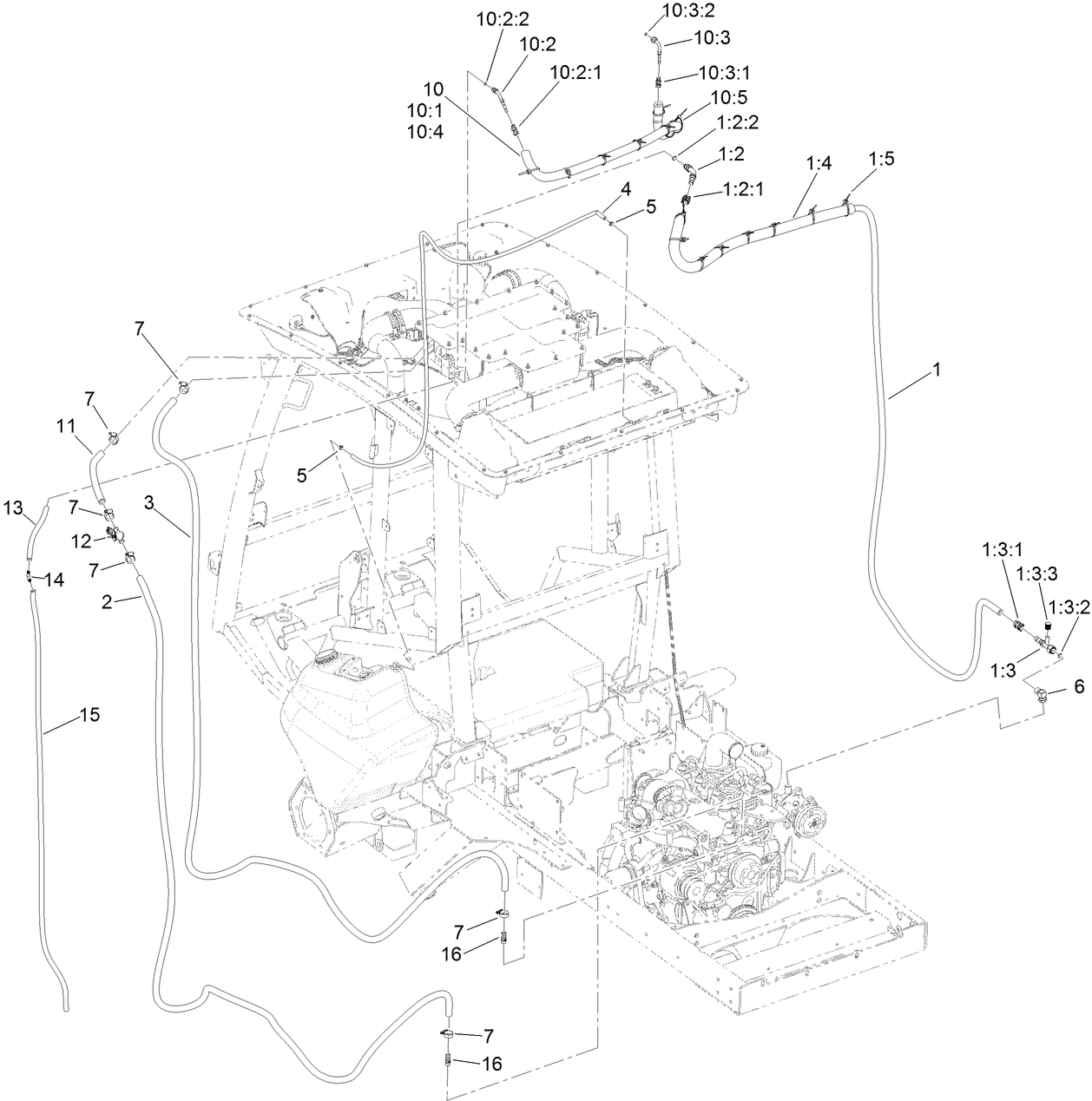 Left Side Hose Assembly For Cab Model Only