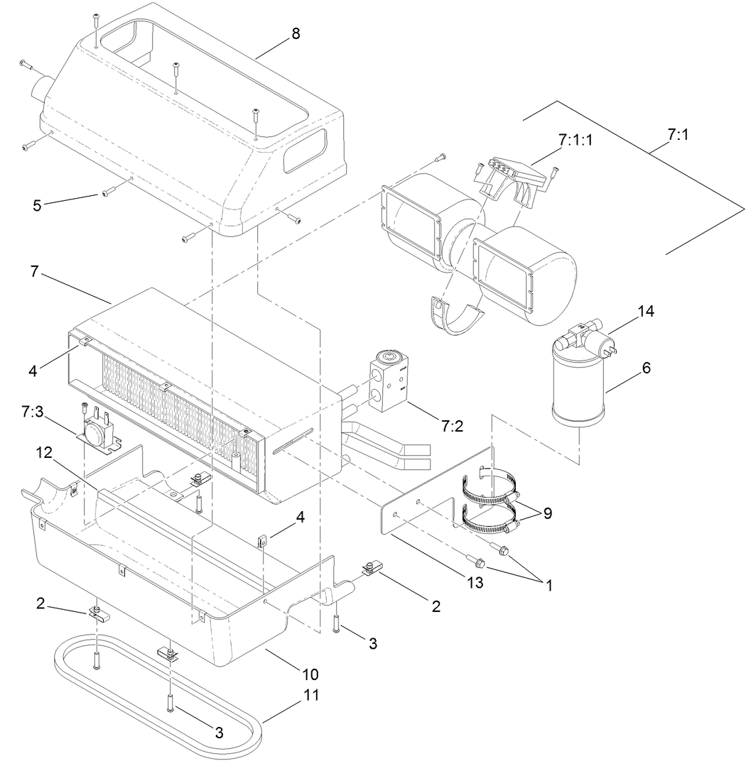 Cab A/C Heater and Evaporator Assembly