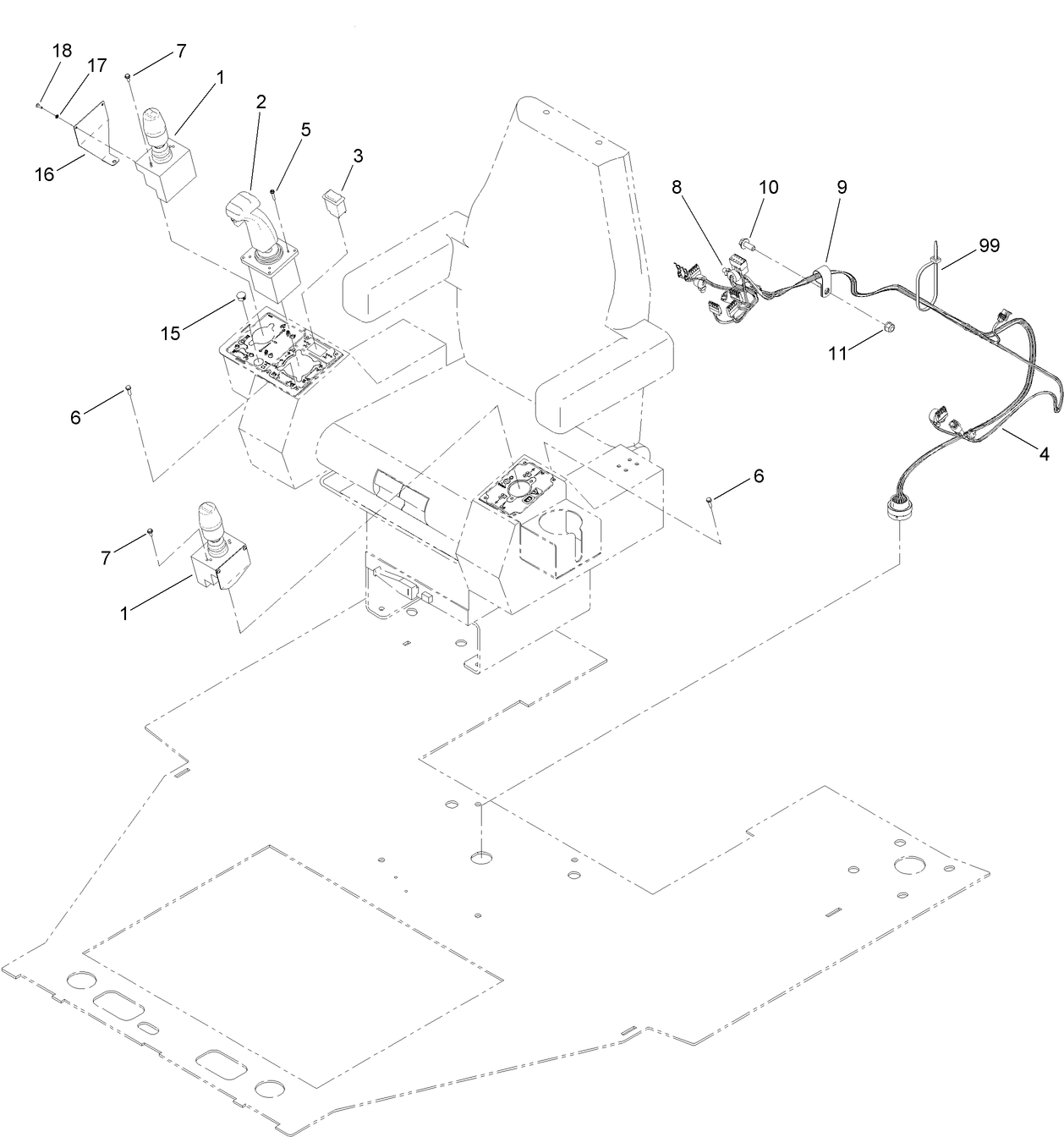 Seat Harness and Joystick Control Assembly