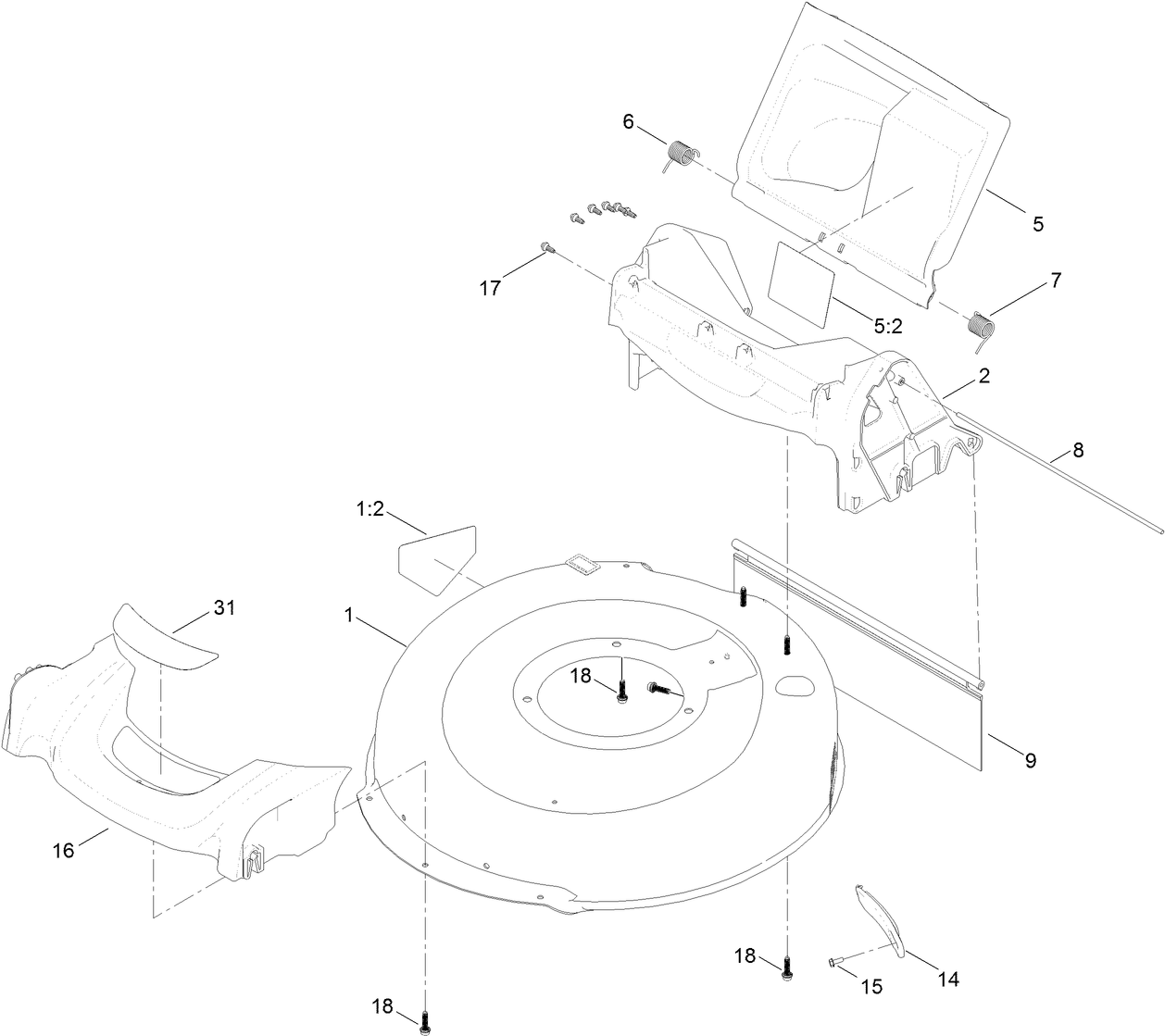 Deck, Side Chute and Rear Door Assembly