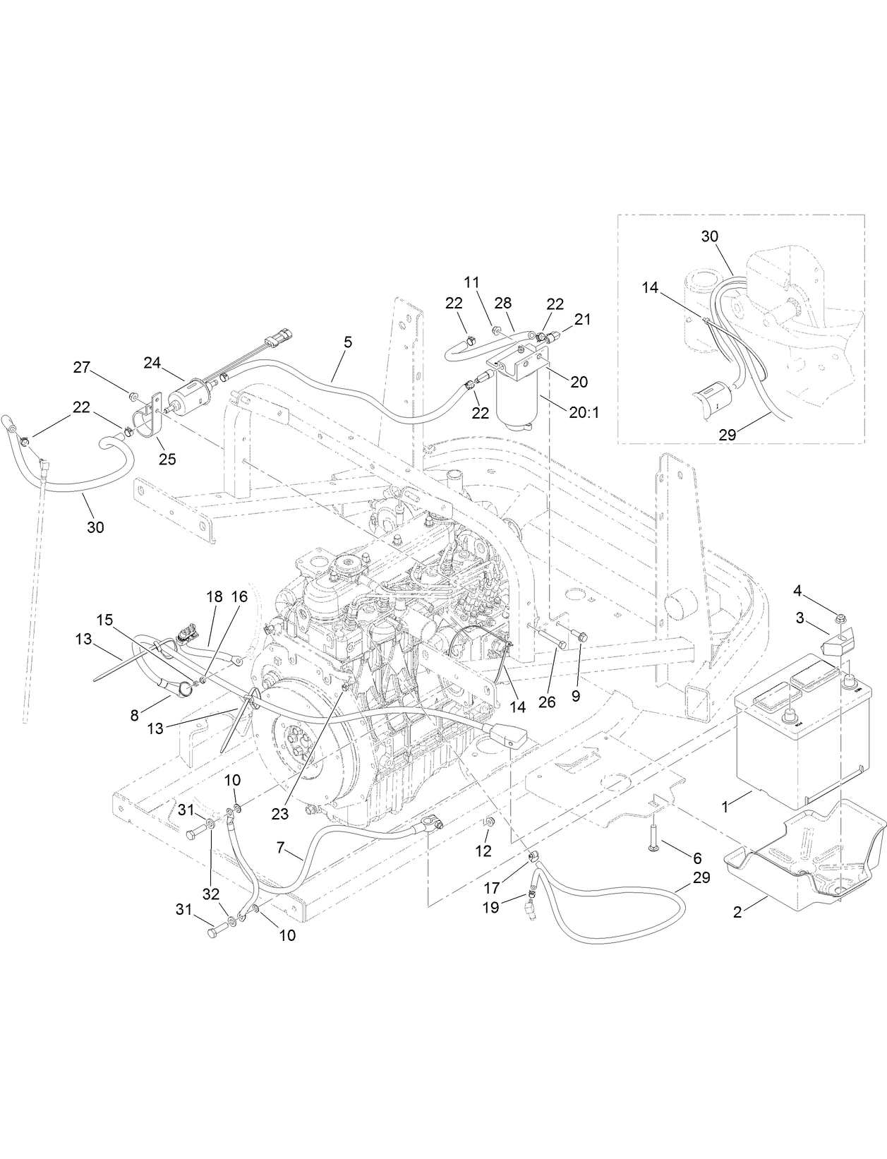 Battery and Fuel Delivery Assembly