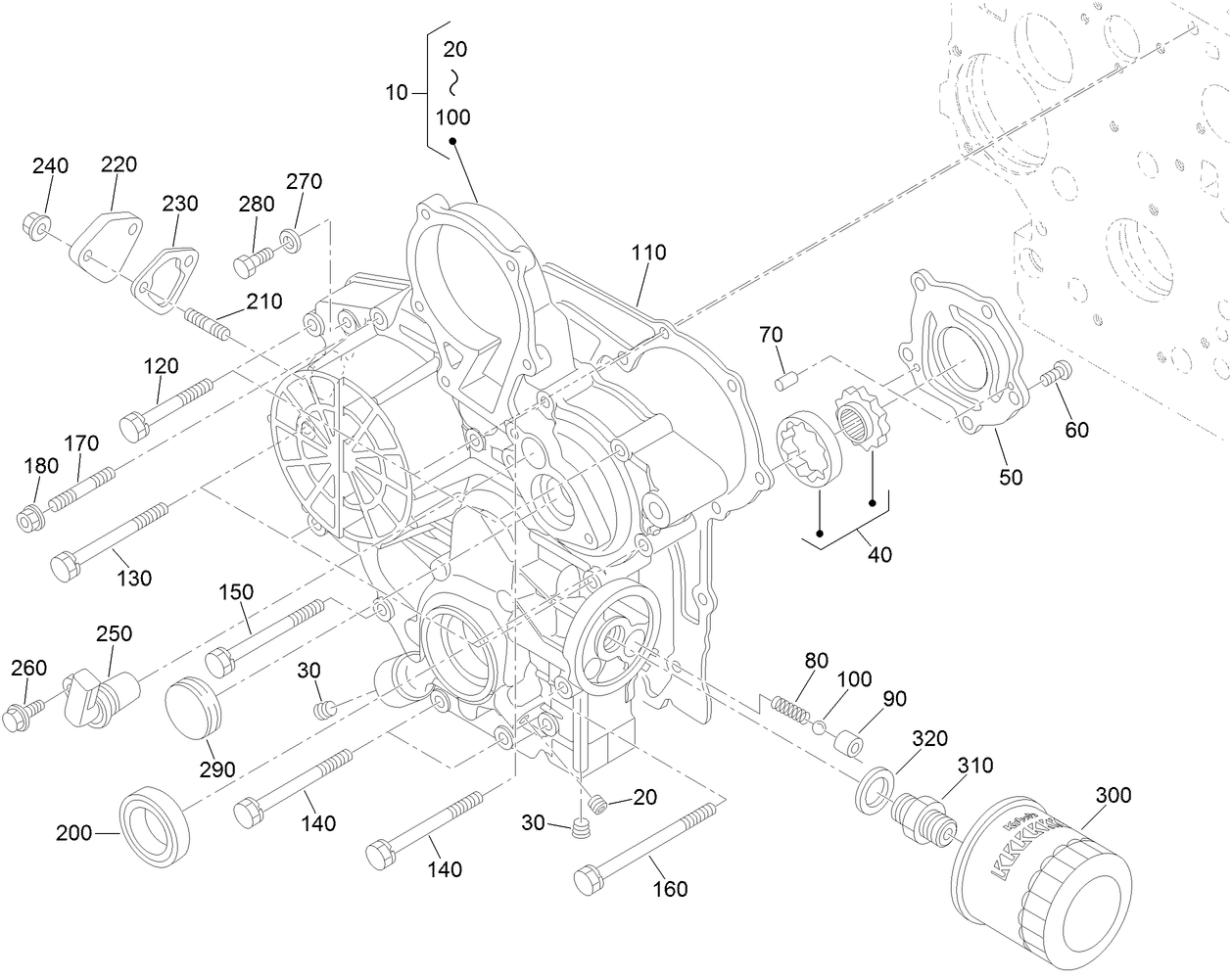 Gear Case and Oil Filter Cartridge Assembly