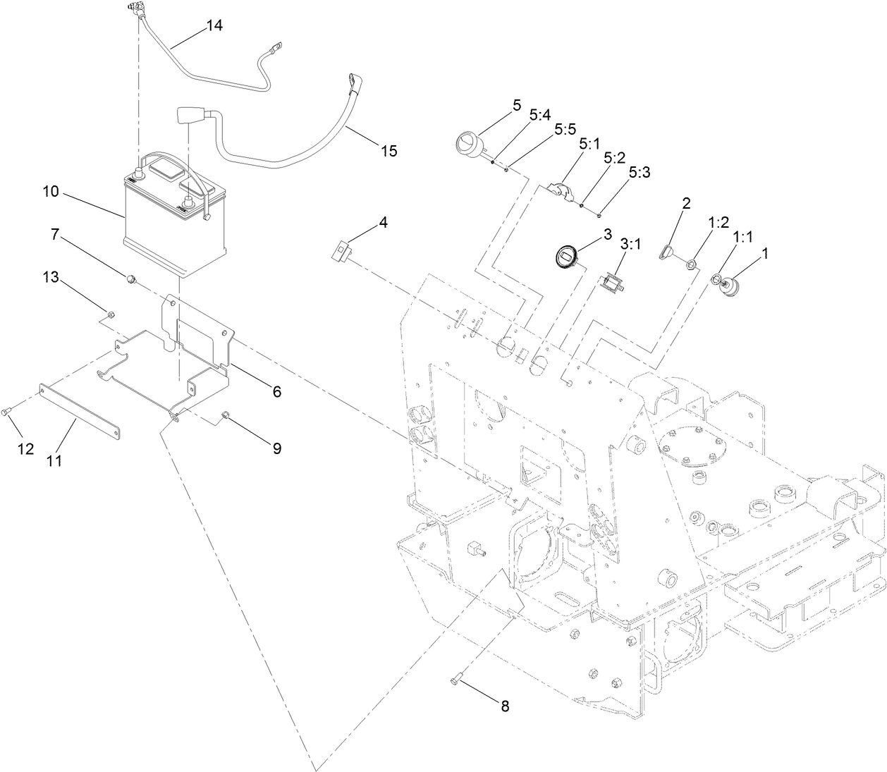 Battery, Key Switch and Fuel Gauge Assembly