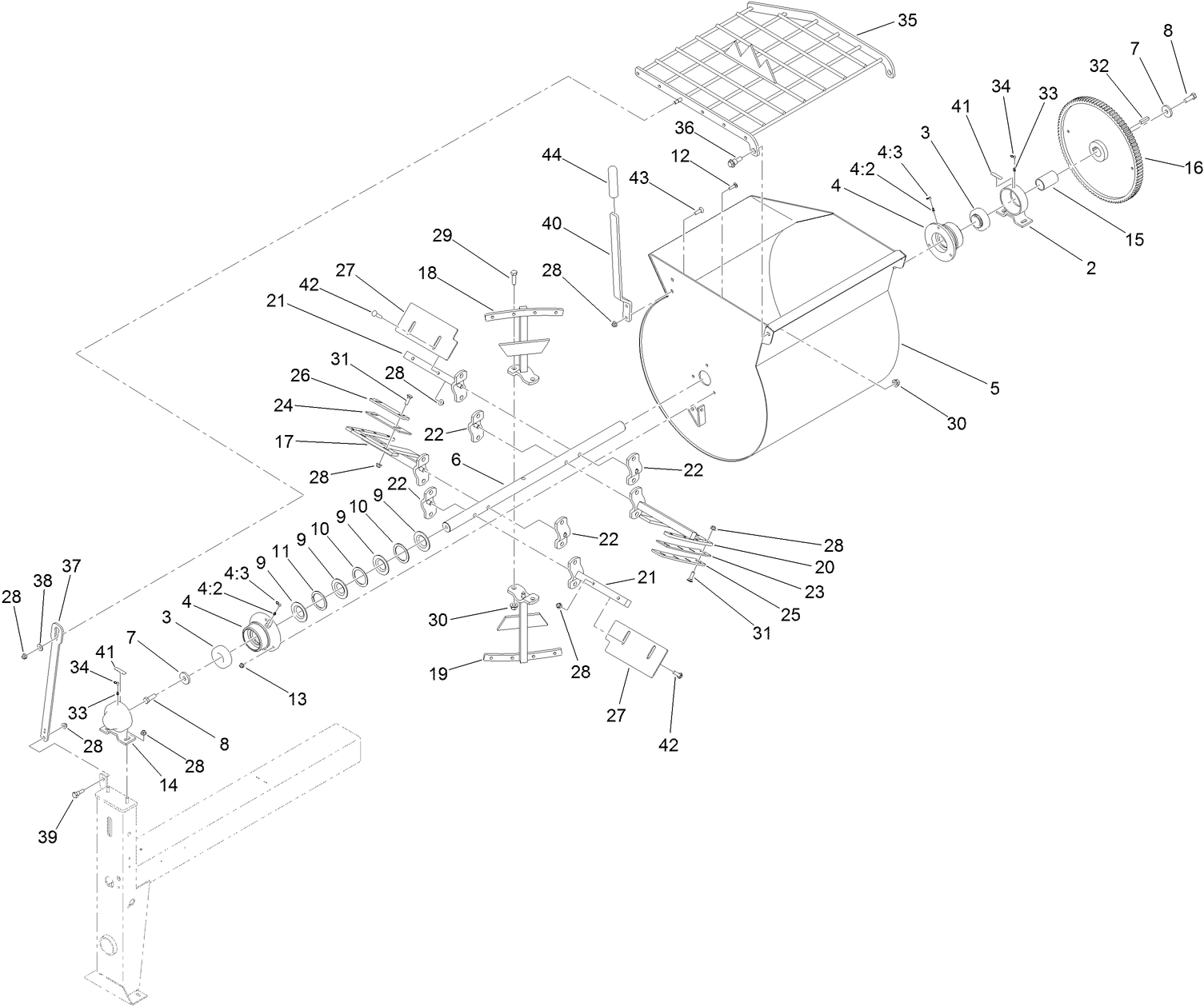 Drum, Paddle and Bearing Assembly
