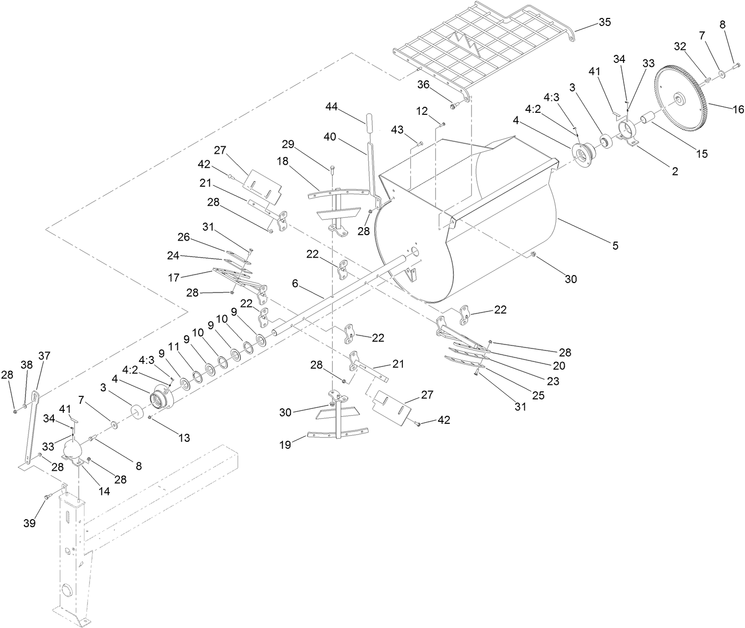 Drum, Paddle and Bearing Assembly