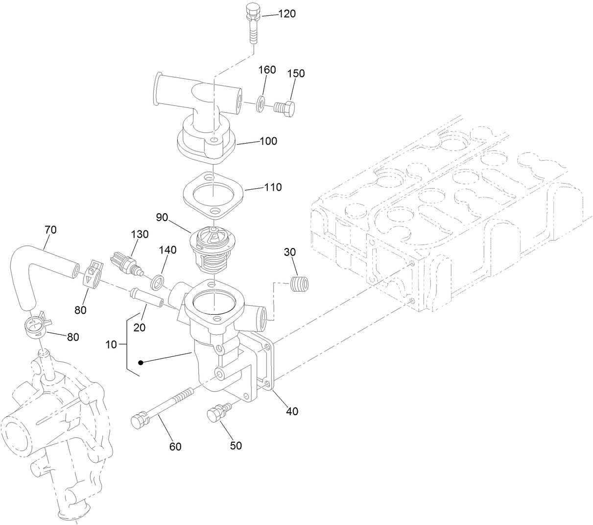 Water Flange and Thermostat Assembly
