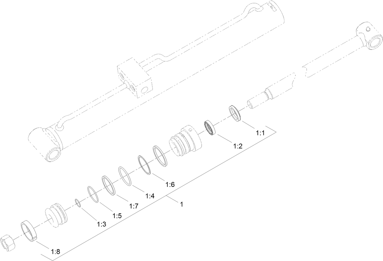 Left Hand Hydraulic Lift Cylinder Assembly No. 104-6267
