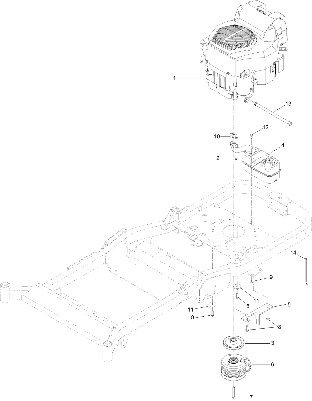 Engine, Muffler and Clutch Assembly