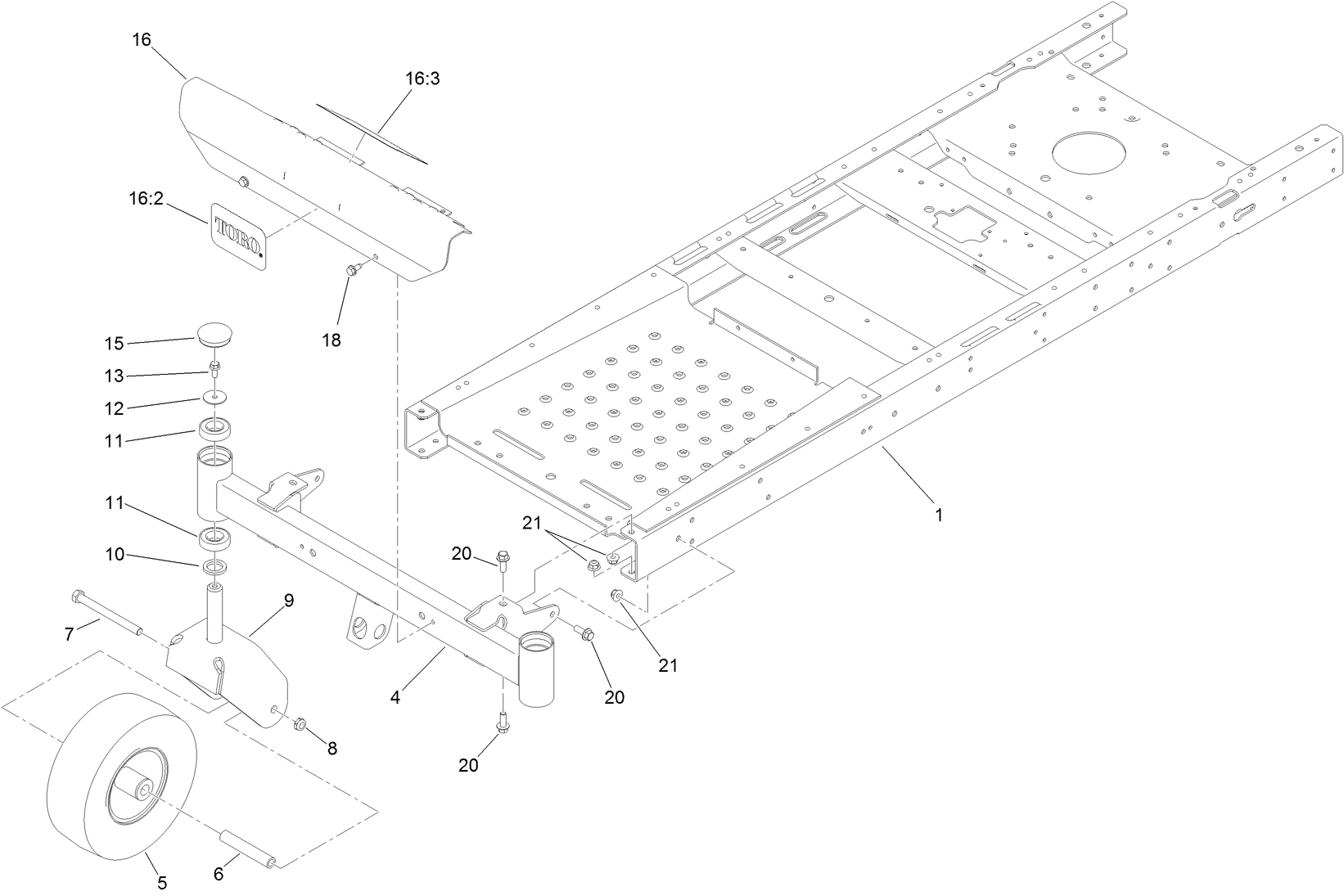 Frame, Front Axle and Caster Wheel Assembly