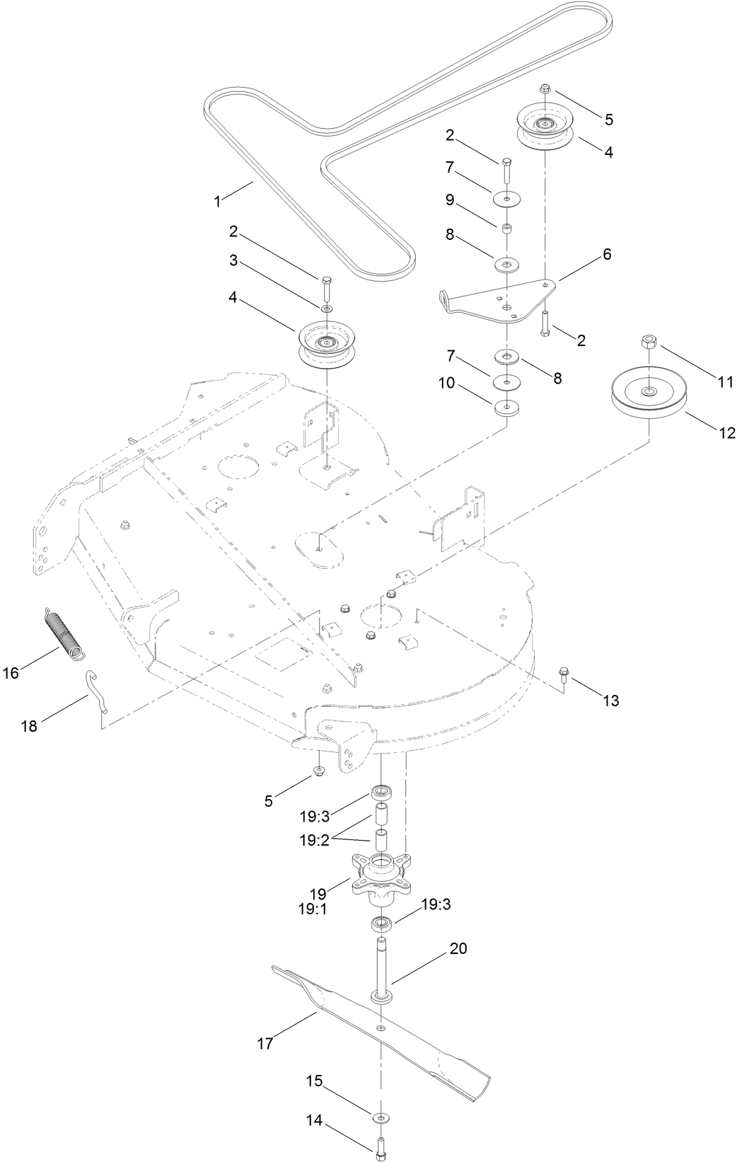 42 Inch Deck, Blade, and Spindle Assembly
