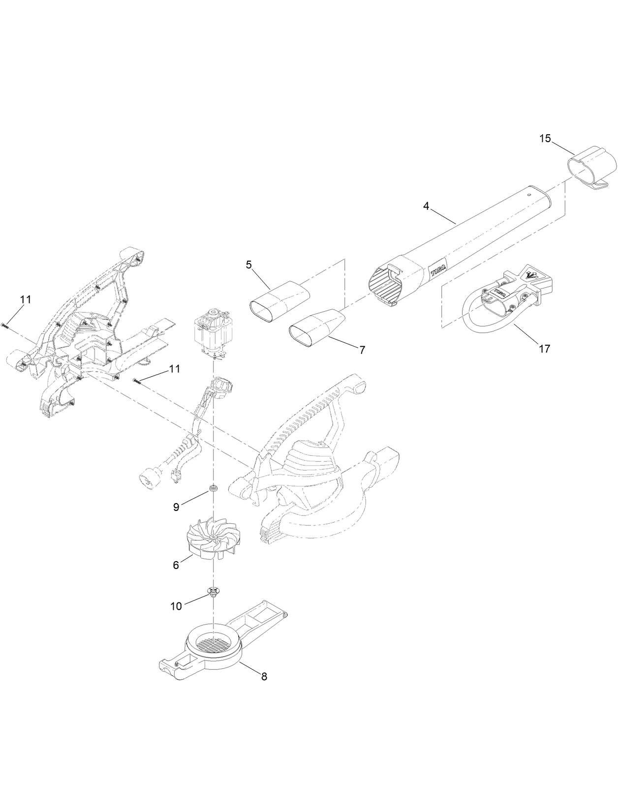 Blower Tube and Impeller Assembly