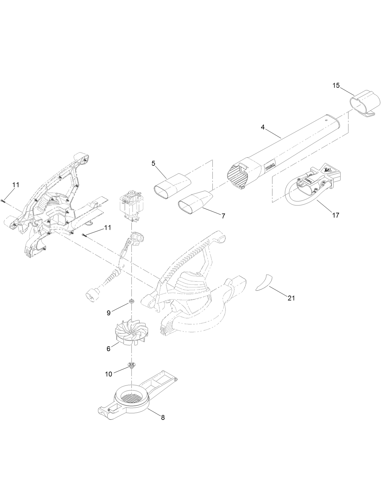 Blower Tube and Impeller Assembly