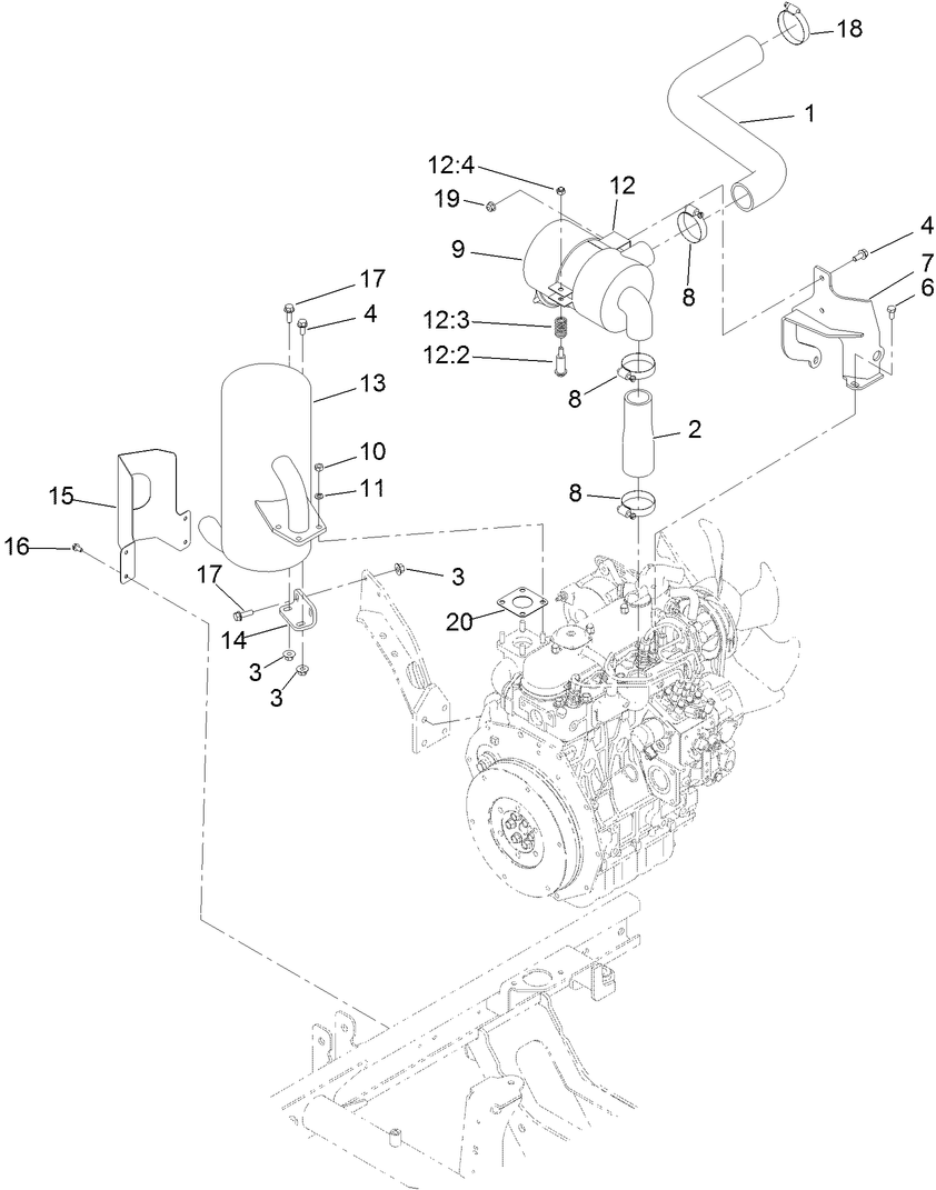 Engine Muffler and Air Cleaner Assembly
