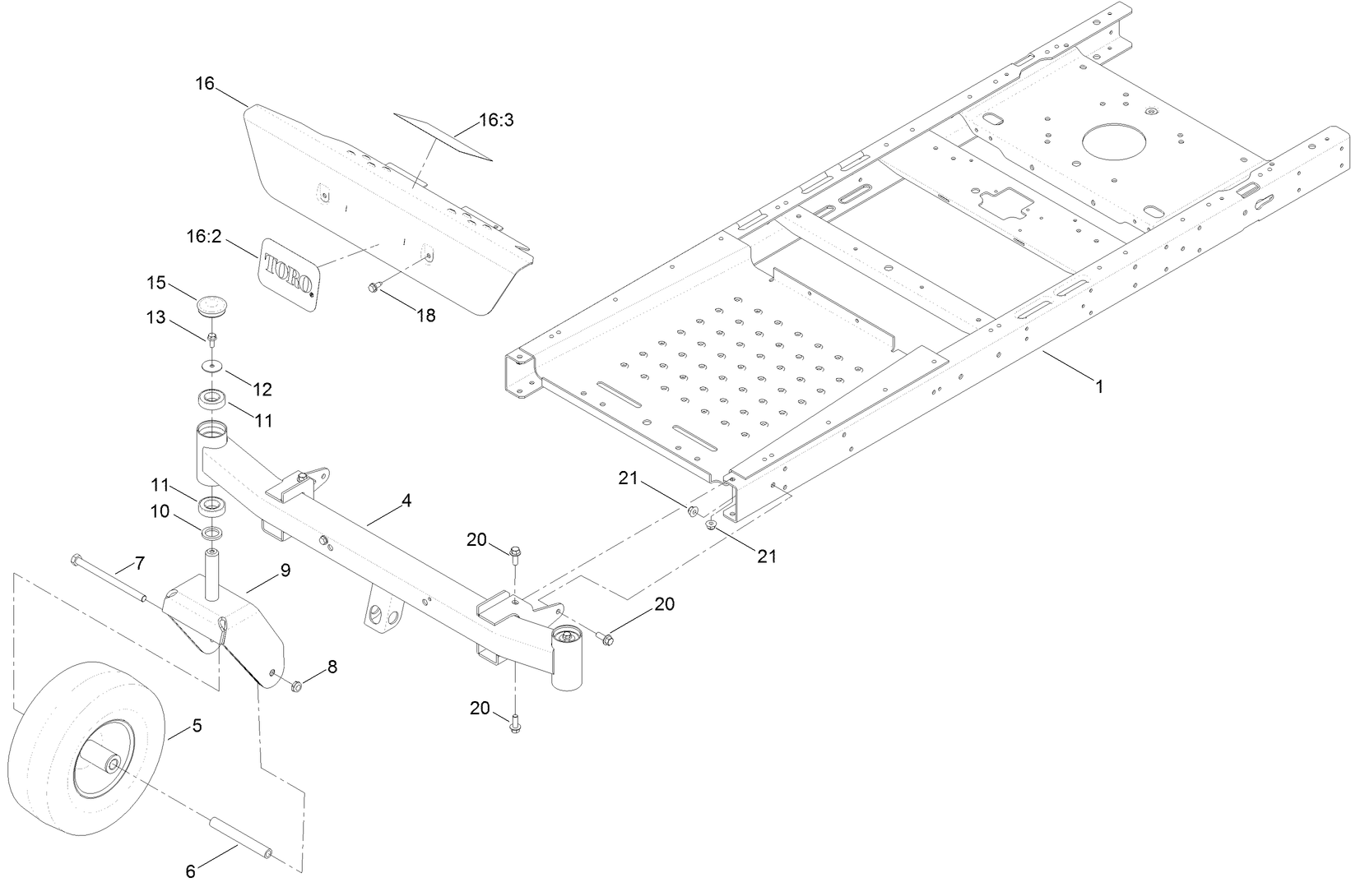 Frame, Front Axle and Caster Wheel Assembly