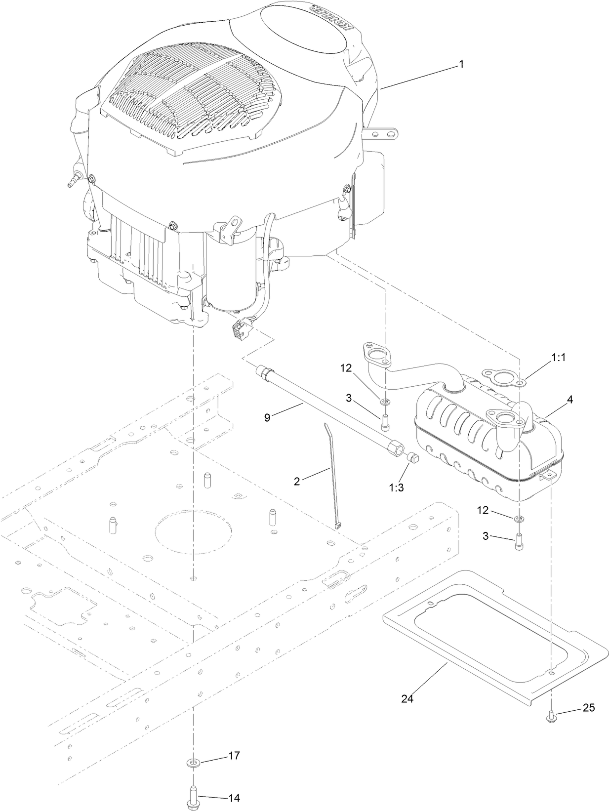 Engine and Muffler Assembly