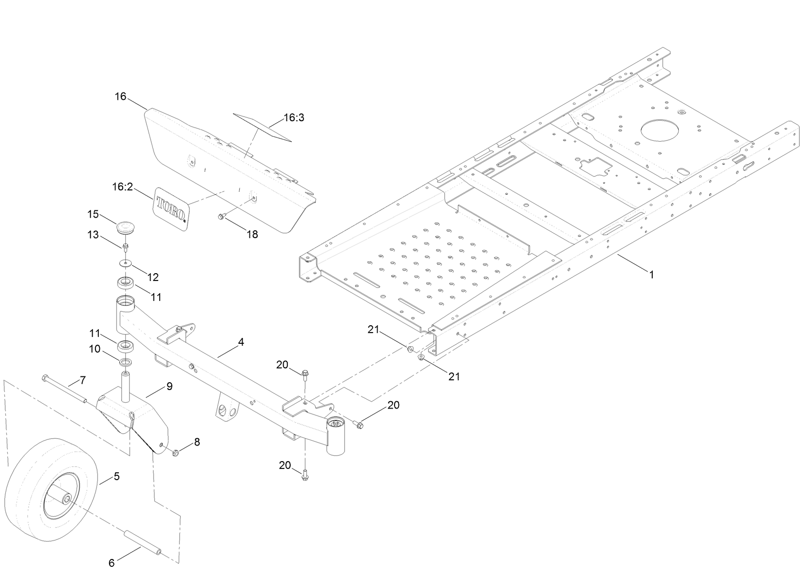 Frame, Front Axle and Caster Wheel Assembly