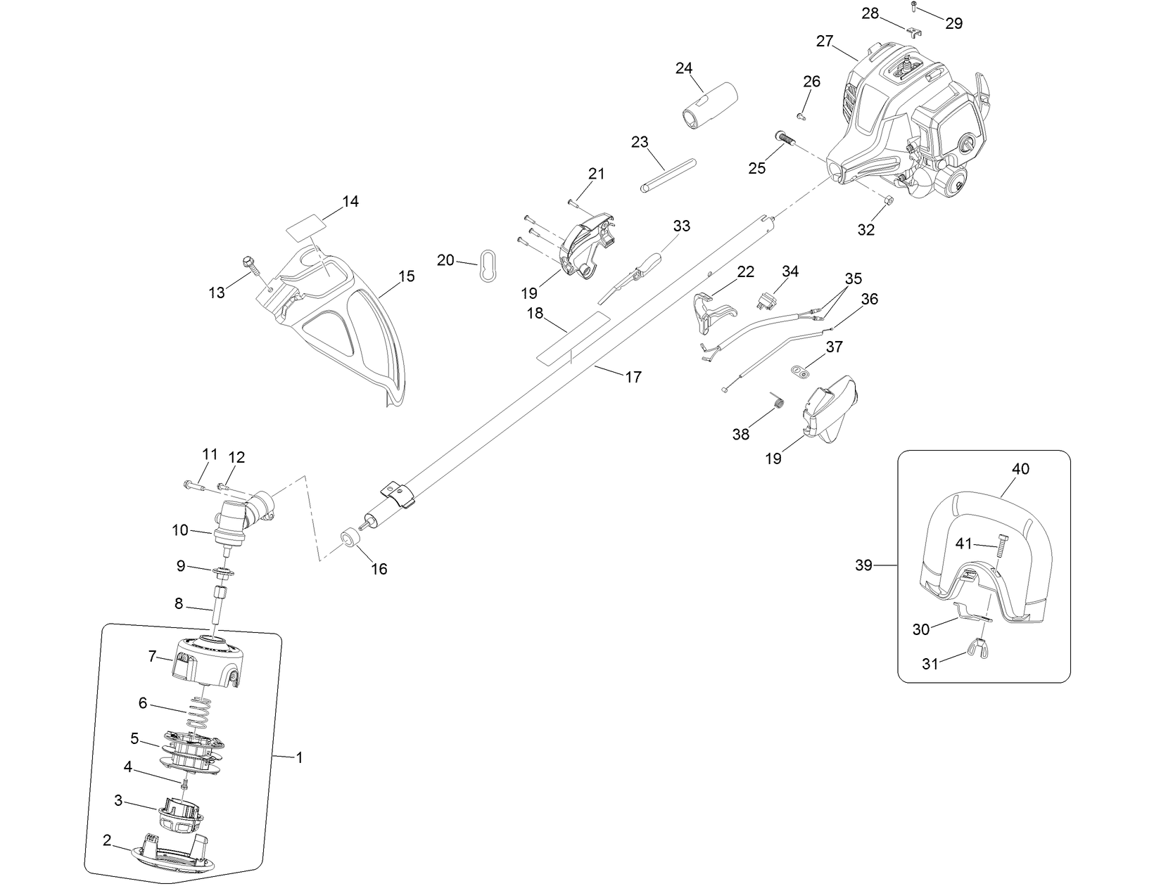 Upper Shaft, Handle and Powerhead Assembly