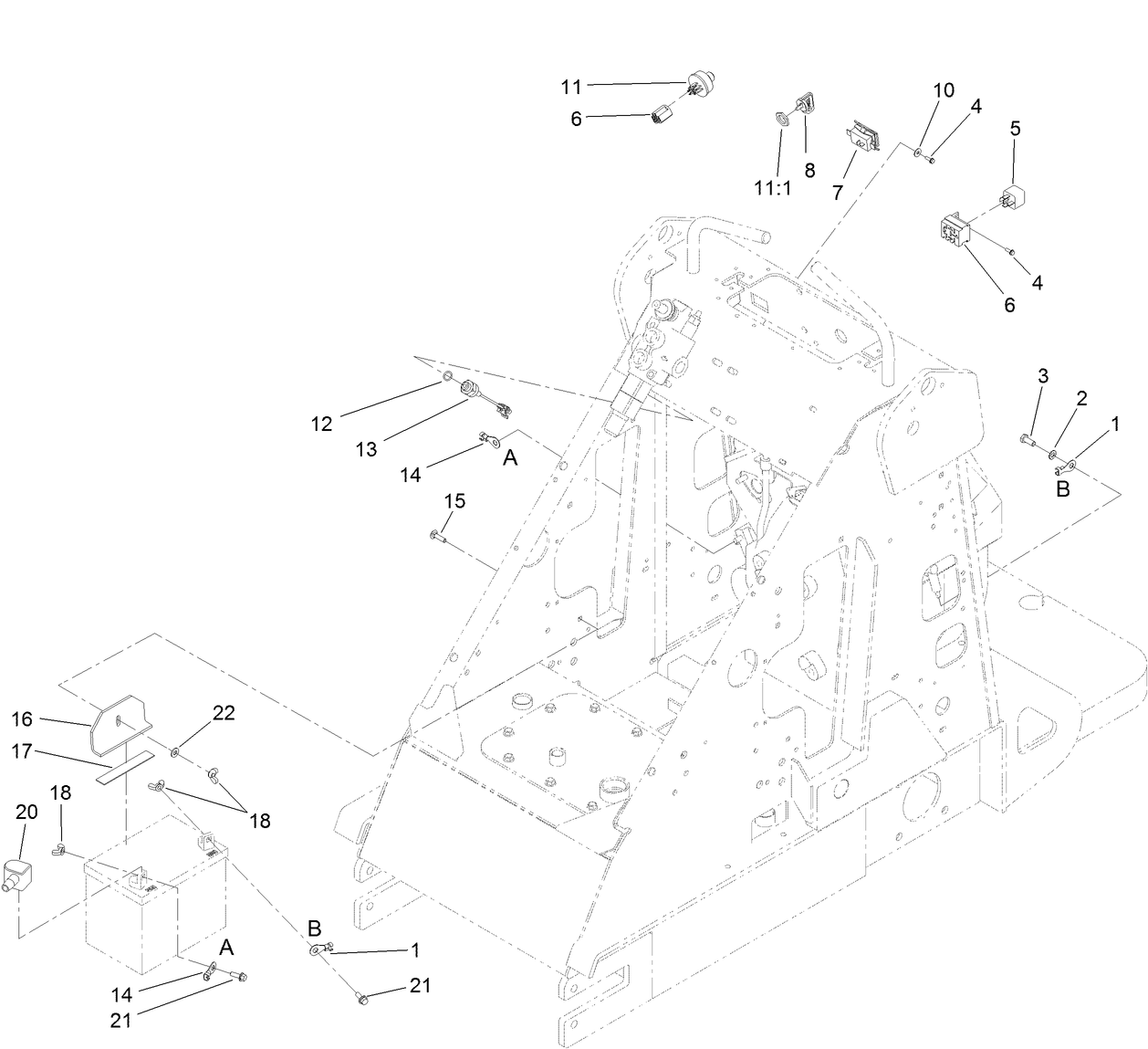 Battery Installation, Electrical Harness and  Key Switch Assembly