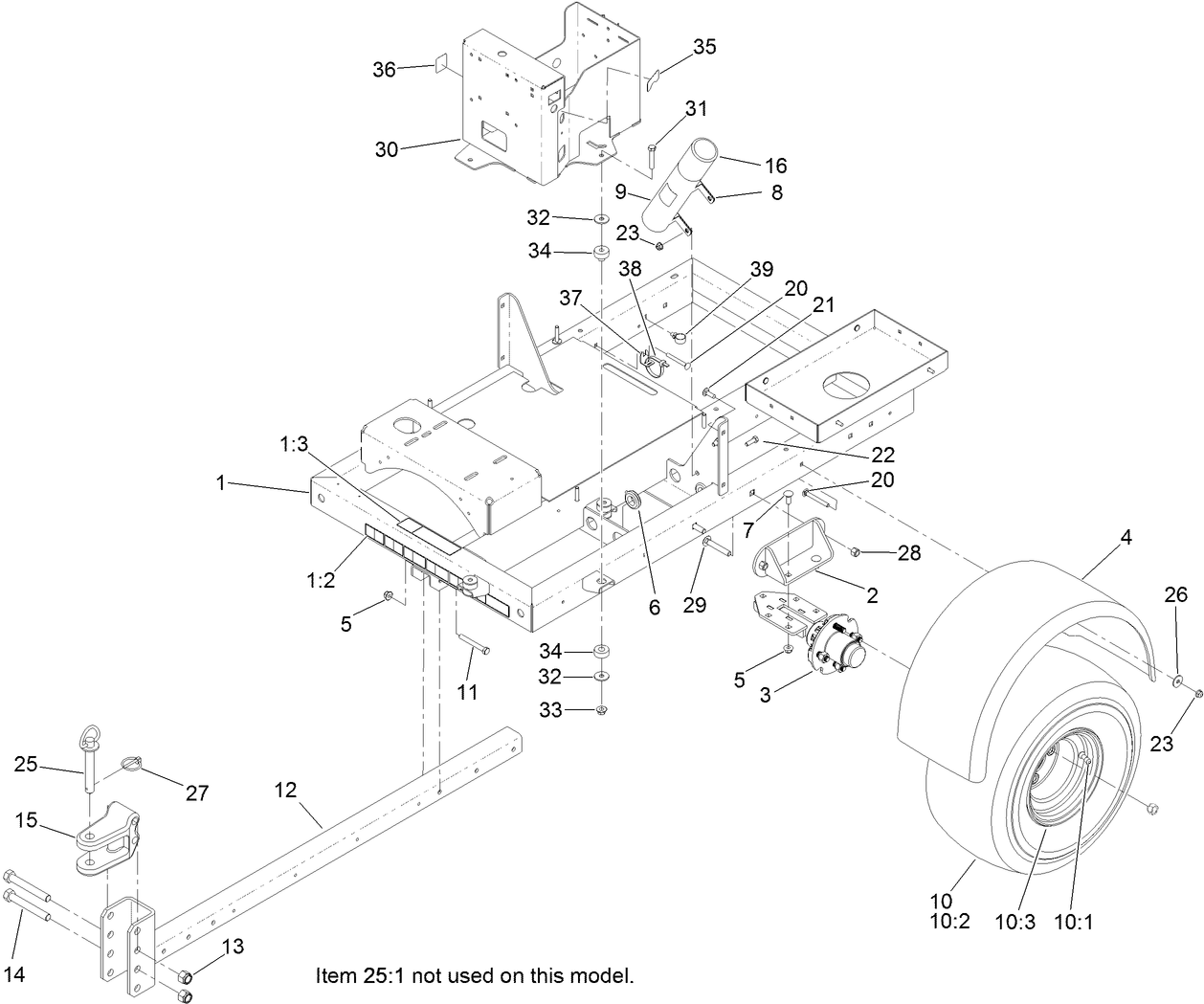 Frame, Wheel, Axle and Hitch Assembly