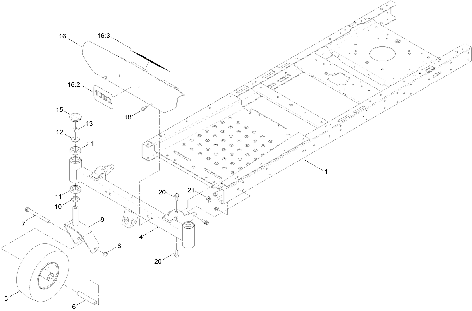 Frame, Front Axle and Caster Wheel Assembly